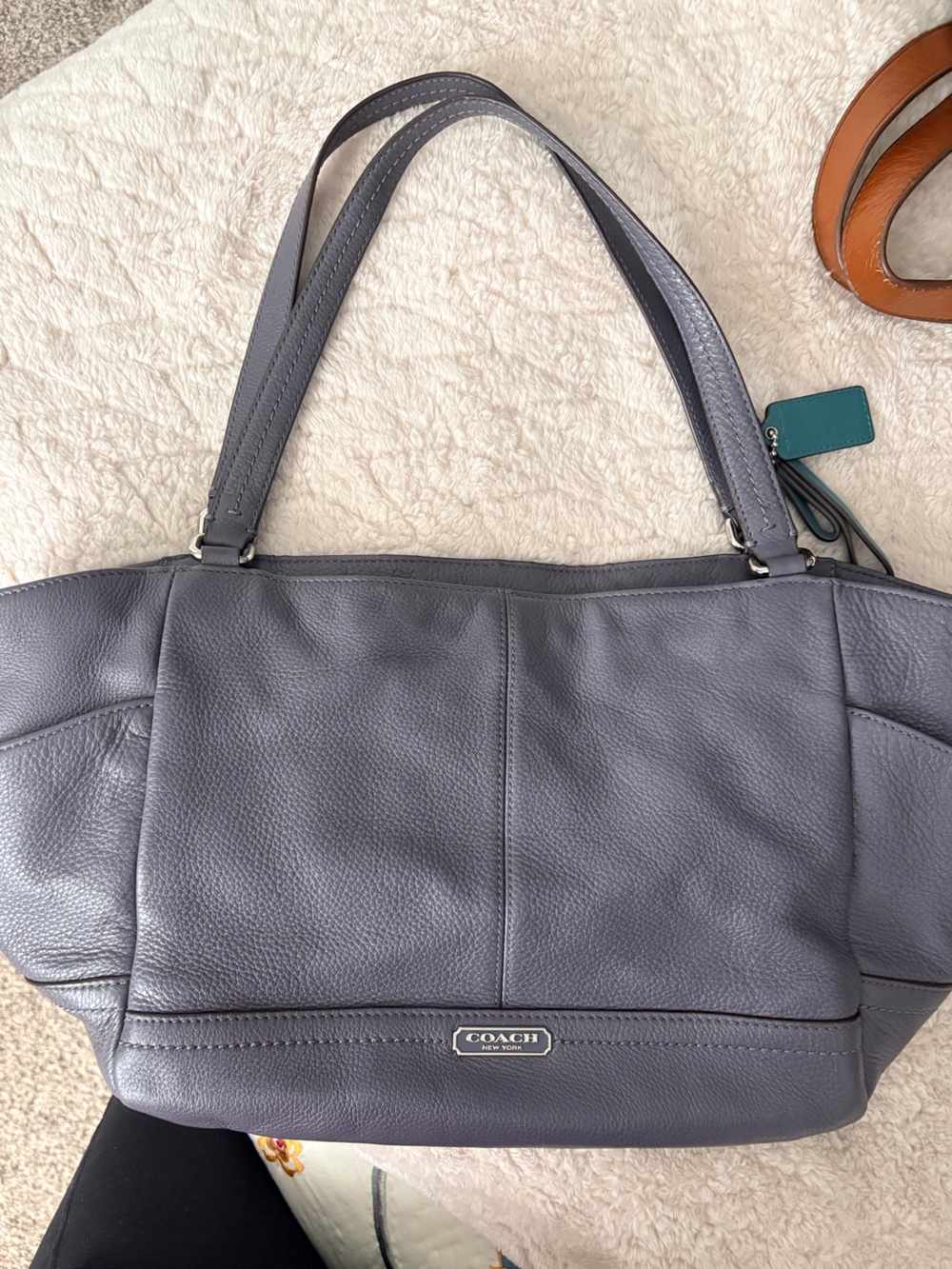 Coach Park F29898 Pebbles Leather  Carrie Tote/ Shoulder Shopper grey